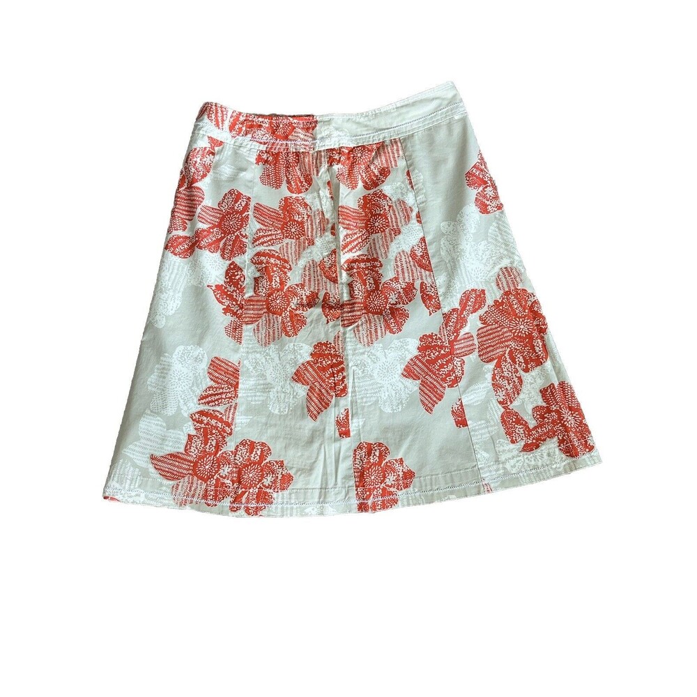Eddie Bauer A-Line Skirt Size 6T 6 Tall Floral Pattern Beige/Orange/White